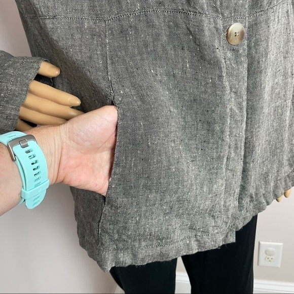 Andrea Jovine 100% Linen Blazer Jacket Gray/Brown Size Large - Picture 3 of 11